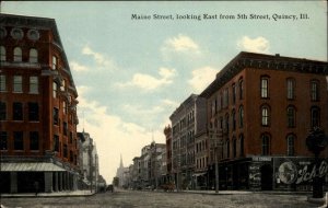 Quincy Illinois IL Main Street Schlitz Signage c1910 Vintage Postcard