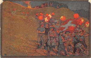 Lot325 boys with lanterns switzerland National holiday 1912  Festa naziolane