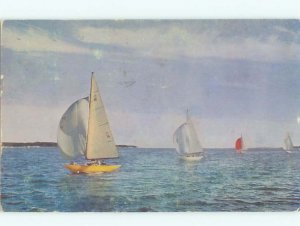 1950's SAILING ALONG NEW ENGLAND COAST Postmarked Boston Massachusetts MA AF4338