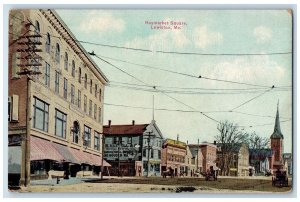 c1910's Haymarket Square Shops Scene Lewiston Maine ME Unposted Vintage Postcard
