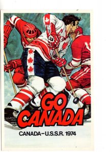 Canada USSR Hockey 1974 Hockey Summit Series Vintage Fan Postcard, Go Canada
