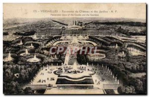 Old Postcard Panorama of Versailles Chateau and Gardens Panoramic view of the...