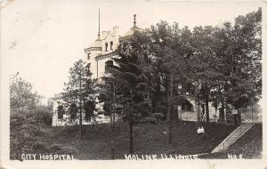 Moline Illinois~City Hospital~Little Girls Sitting on Grass~1910 RPPC-Postcard