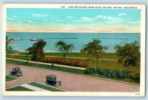 Racine Wisconsin Postcard Lake Michigan Hotel Exterior View 1940 Vintage Antique