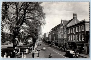 Bedford Bedfordshire England Postcard St. Peter's Street c1940's RPPC Photo