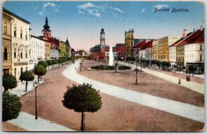 Banska Bysrrica Slovakia Street View Fountain Buildings Postcard