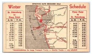 BEE LINE FERRY Schedule to ST. PETERSBURG to PINEY POINT c1940s Advertising