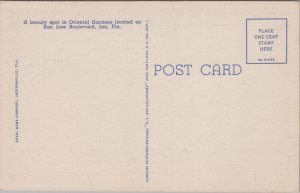 The Oriental Gardens Jacksonville Florida Linen Postcard C088