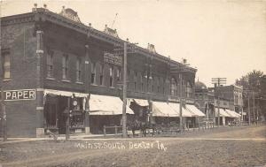 B43/ Dexter Iowa Ia Real Photo RPPC Postcard 1910 main St South Store Todd Land