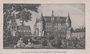 Chateau De Picquigny France French Old Antique Painting Portrait Postcard