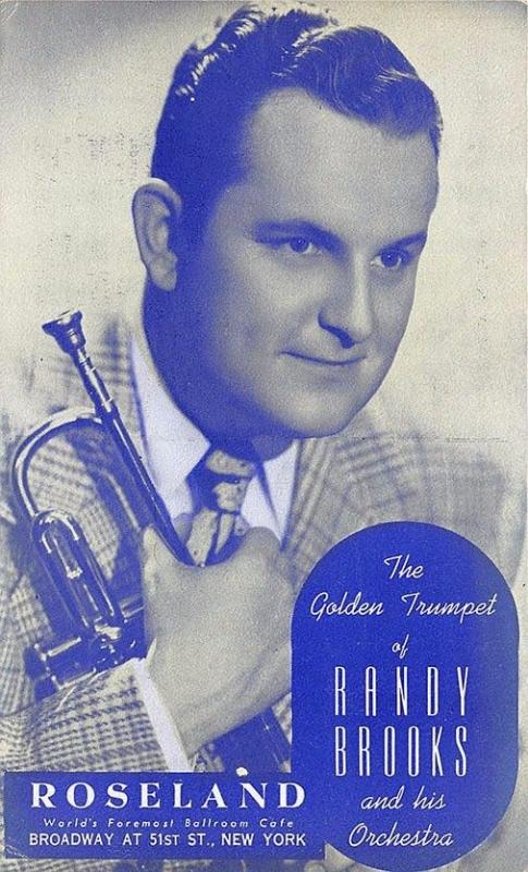 New York NY Roseland Ballroom Cafe Golden Trumpet Randy Brooks Postcard