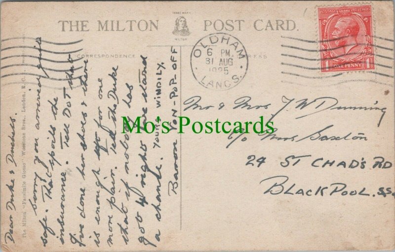 Genealogy Postcard - Dunning? / Saxton - 24 St Chad's Road, Blackpool  RF7591  