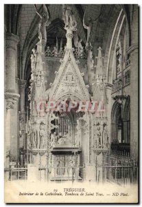 Old Postcard Treguier Interior of the Cathedral Shrine of Saint Yves