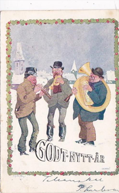 Sweden New Year Godt Nytt Ar Men Playing Instruments