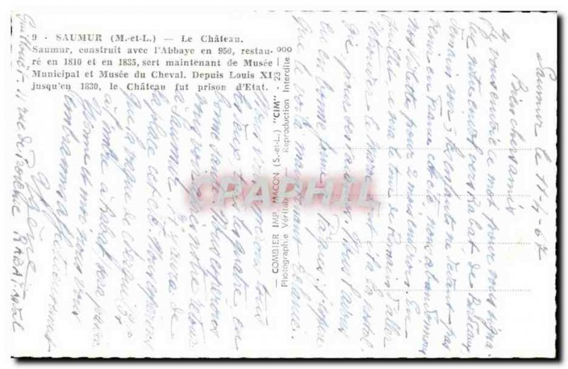 Saumur Old Postcard The castle