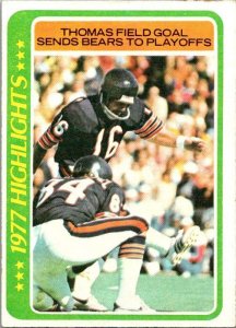 1978 Topps Football Card '77 Highlights Bob Thomas Chicago Bears sk7512