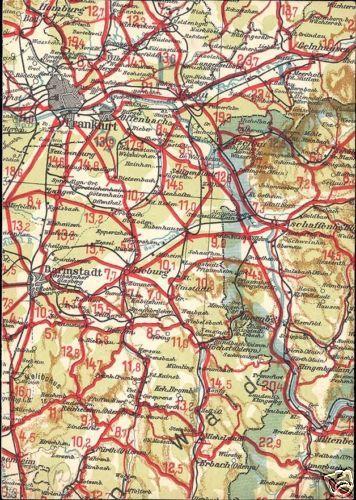 germany, FRANKFURT DARMSTADT, Hesse, MAP Postcard 1940s