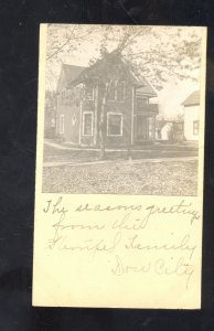 RPPC DOW CITY IOWA STEINFEL RESIDENCE REAL PHOTO POSTCARD AMHERST NEBRASKA