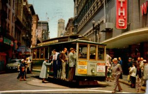 California San Francisco Cable Car On Turntable At Powell and Market Streets ...