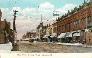 Vintage Postcard; Main Street Looking West, Streator IL LaSalle County, Wheelock