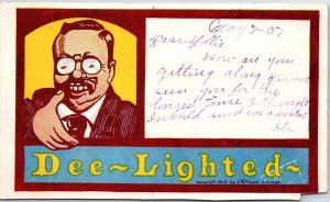 VINTAGE POSTCARD DEE-LIGHTED TO GREET YOU MAILED MOUNT IDAHO 1907 see notes