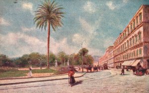 Vintage Postcard 1910's Napoli Riviera Di Chiaia Street Roadway Italy Artwork