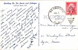 Seabrook Beach New Hampshire Cottages Ocean Vacation Chrome Cancel WOB Postcard 