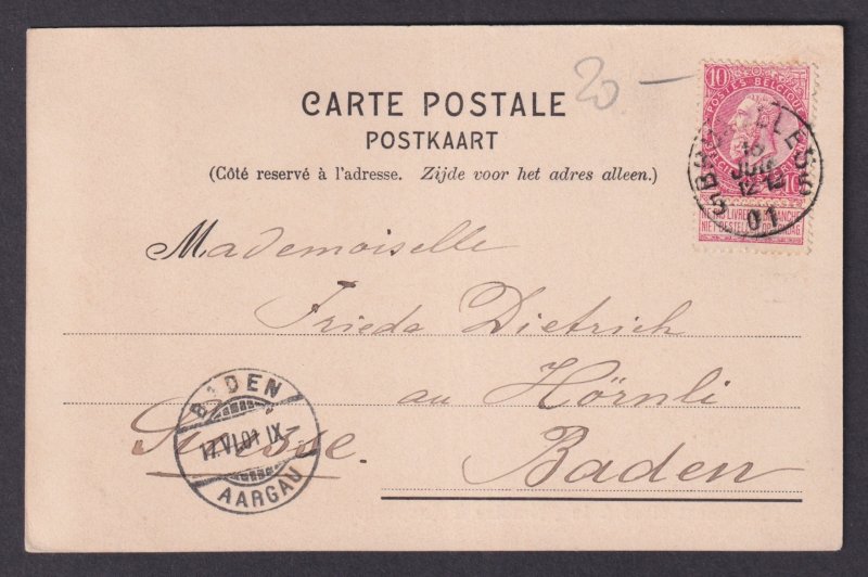 Vintage Postcard Belgium Brussels Monument Anspach 1901