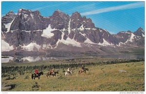 The Ramparts of the Tonquin Valley, Horses, Canadian Rockies, Jasper National...