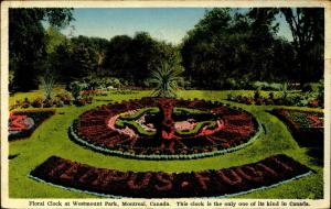 MONTREAL, CANADA, Westmount Park, Floral Clock, 1937 Vintage Postcard CAN440437