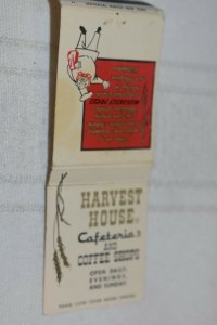 Harvest House Cafeterias and Coffee Shops 20 Strike Matchbook Cover