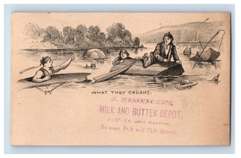 1880s J. Messenger's Milk & Butter Depot Comical Boating Scenes Lot Of 4 F162