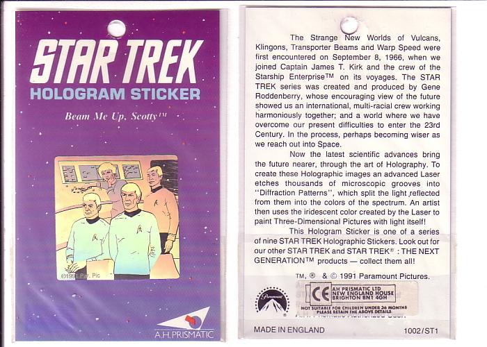 Star Trek Bridge Crew Hologram Sticker, 1991