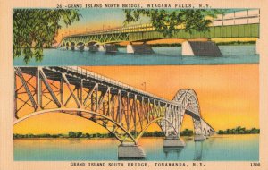 circa 1940's Grand Island Bridge Tonawanda New York Postcard 2T7-147 