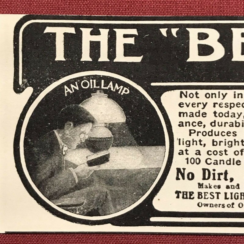 1907 The Best Light Company, Canton, Ohio Original Print Ad 2V1-32 