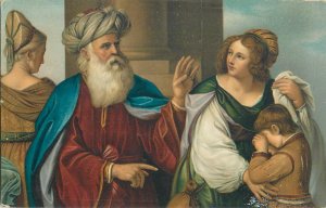 Stengel fine art postcard Abraham repudiates Hagar by Guercino