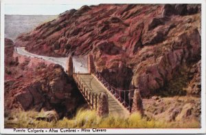 Argentina Puente Colgante Altas Cumbres Mina Clavero Vintage Postcard C138