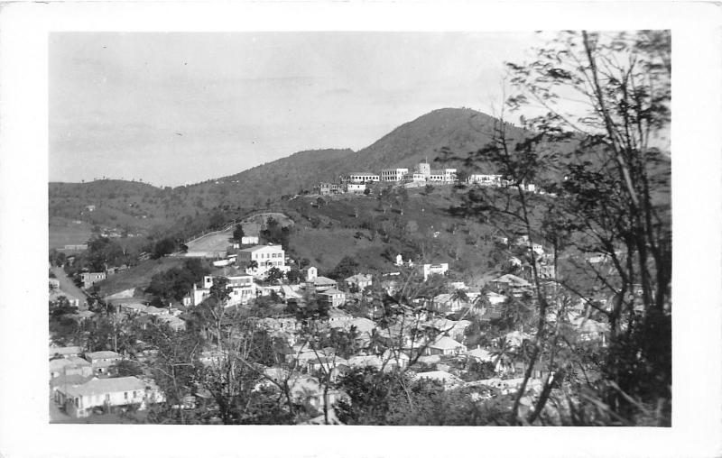 St Thomas US Virgin Islands View of City & Mountains~c1930 RPPC-Postcard