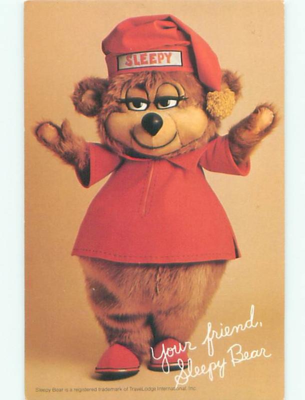 Pre-1980 This Is A Postcard SLEEPY BEAR FOR TRAVEL LODGE - CARD AD AC7430@