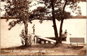 RPPC Muskie Point Resort, Island Lake WI c1941 Vintage Postcard R80