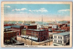Jackson Michigan MI Postcard Bird's Eye View Looking Southwest 1912 Buildings