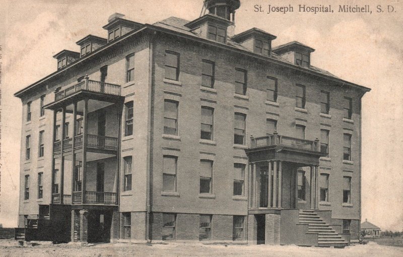 Vintage Postcard 1908 Saint Joseph Hospital Building Mitchell South Dakota S.D.