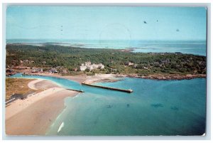 1954 Airview of Gooch's Beach Kennebunk River and Colony Hotel ME Postcard 