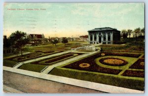 Kansas City Kansas KS Postcard Carnegie Library Exterior Building c1919 Vintage