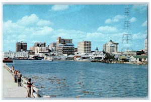 c1950's Skyline People Buildings & Tower View Of Tampa Florida Vintage Postcard