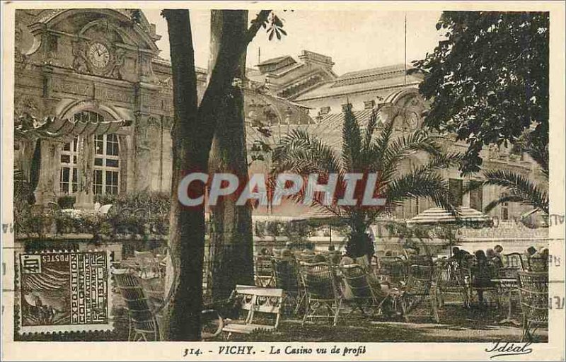 Postcard Old Casino Vichy seen profile