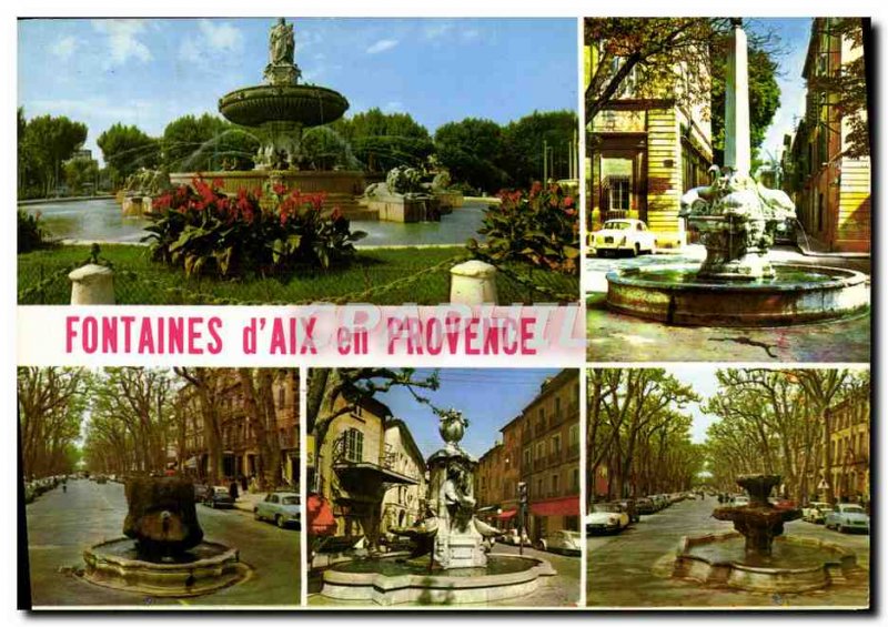 Modern Postcard Aix en Provence Fountains