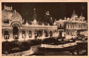 Vintage Postcard Cote D'Azur Artistique Monte Carlo La Nuit Le Casino