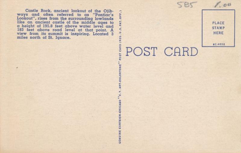 Castle Rock at Saint Ignace MI, Michigan - Linen