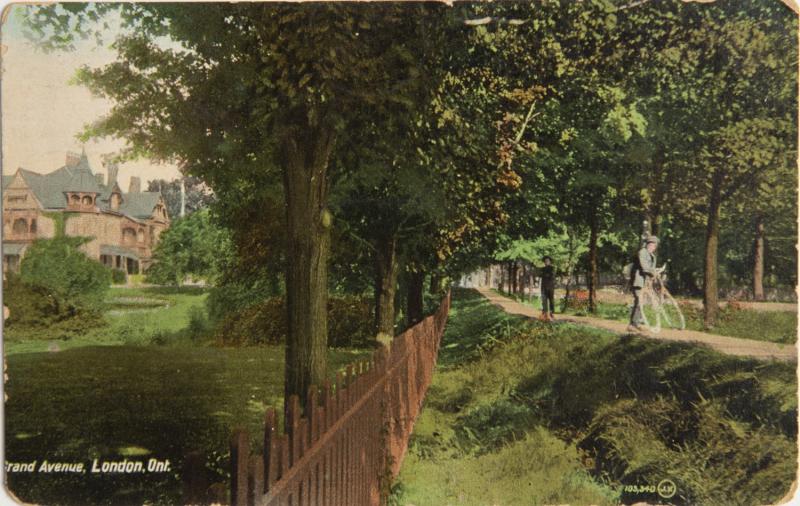 Grand Avenue London Ontario ON Ont. c1909 Antique Postcard D33